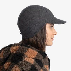 BUFF UL Packable Merino Wool Adjustable Cap/Hat w Ear Flap Visor Brim Beanie NWT